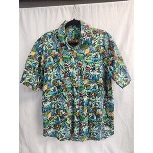 Alan Flusser Large Hawaiian 100% Cotton Button Up Casual Mens Tropical